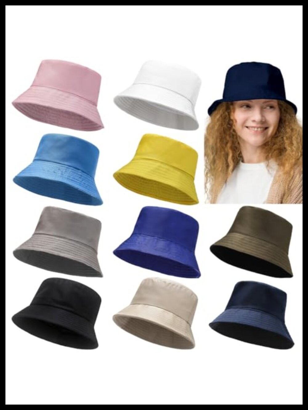 10 Pack Foldable Bucket Hats Polycotton Sun Protection Outdoor Summer Unisex